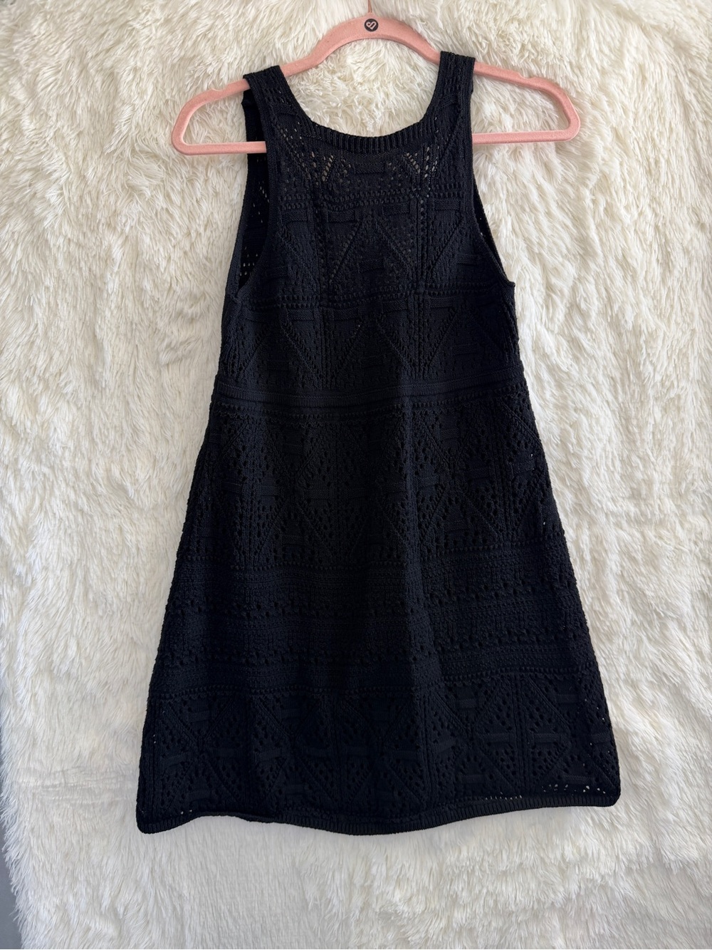 Zara Womens Boho Whimsigoth Crochet Knit Mini Dress Size M Black 90s Grunge Edgy